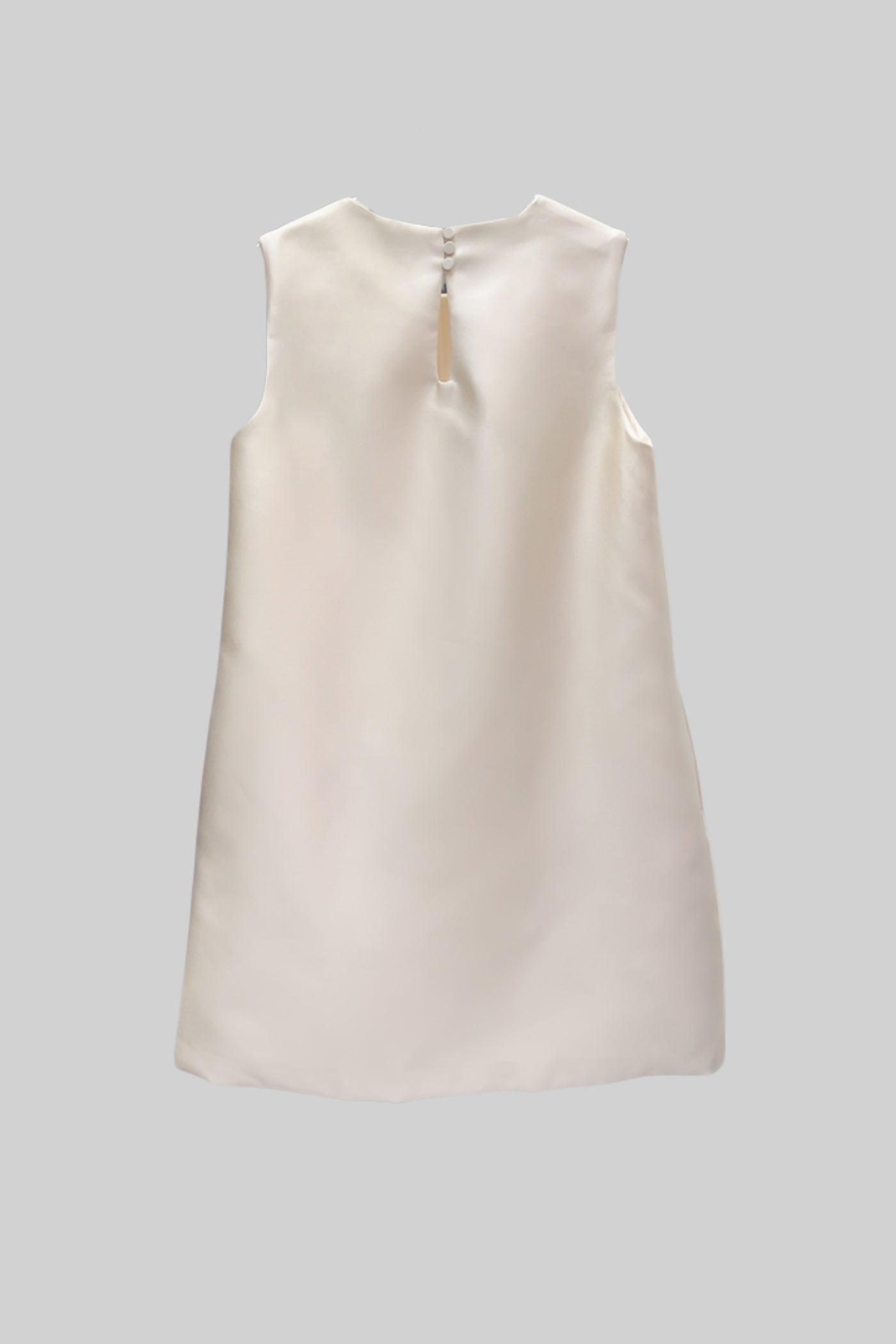 Vestido Mini Sem Mangas com Aplicações Florais em 3D - Ivoire