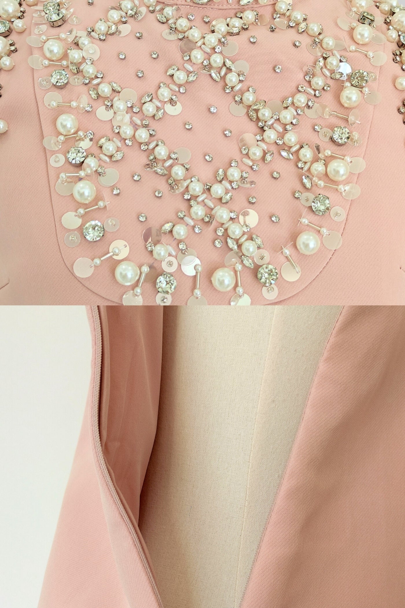Vestido Mini Sem Mangas Embelado com Decote Alto - Rosa Claro