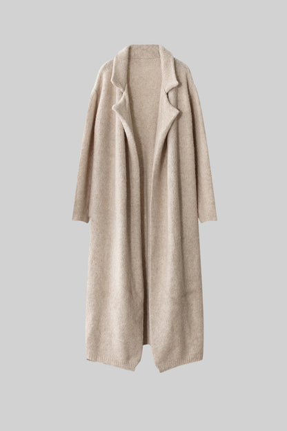 Conjunto Tricotado de Três Peças com Detalhes Esculturais em Renda - Bege