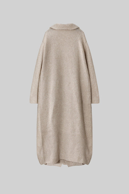 Conjunto Tricotado de Três Peças com Detalhes Esculturais em Renda - Bege