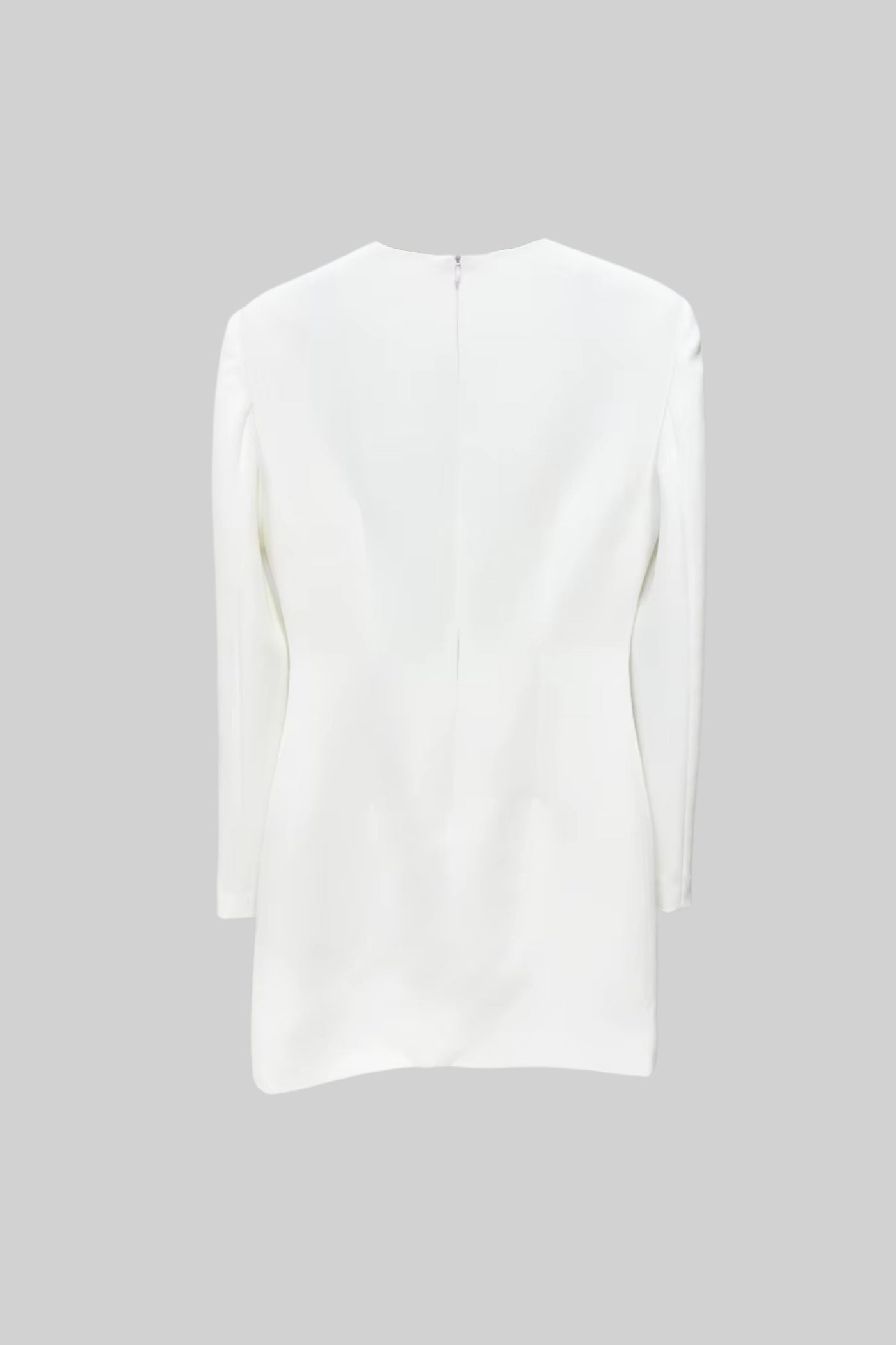 Vestido Mini de Manga Longa com Bordado Floral Contrastante - Branco