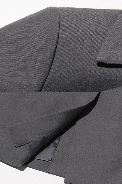 Blazer Ajustado Com Laço no Colarinho - Cinza