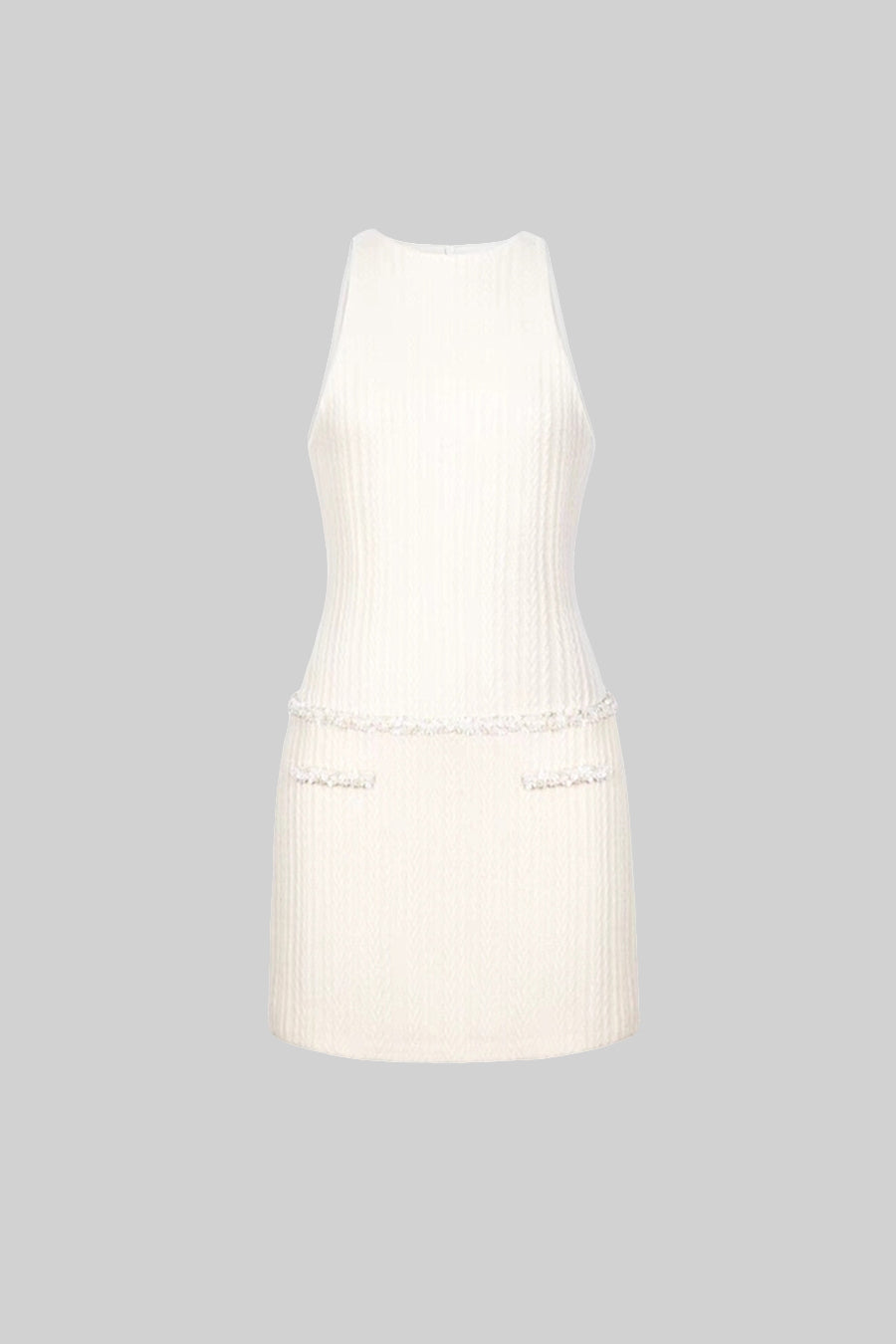 Vestido Mini Texturizado Elegante Sem Mangas - Ivoire