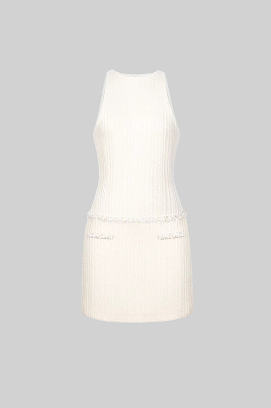 Vestido Mini Texturizado Elegante Sem Mangas - Ivoire
