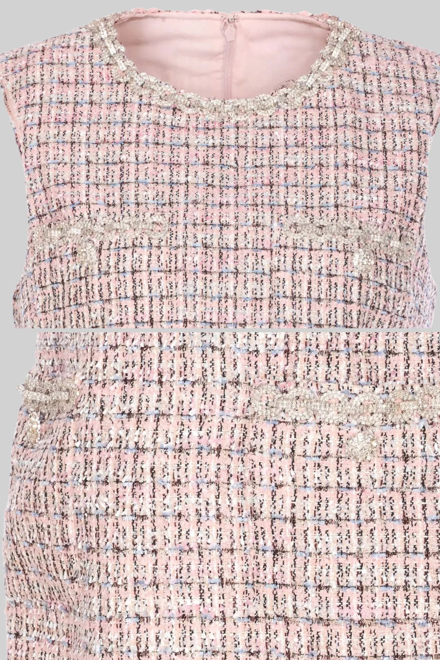 Vestido Mini em Tweed Sem Mangas - Rosa