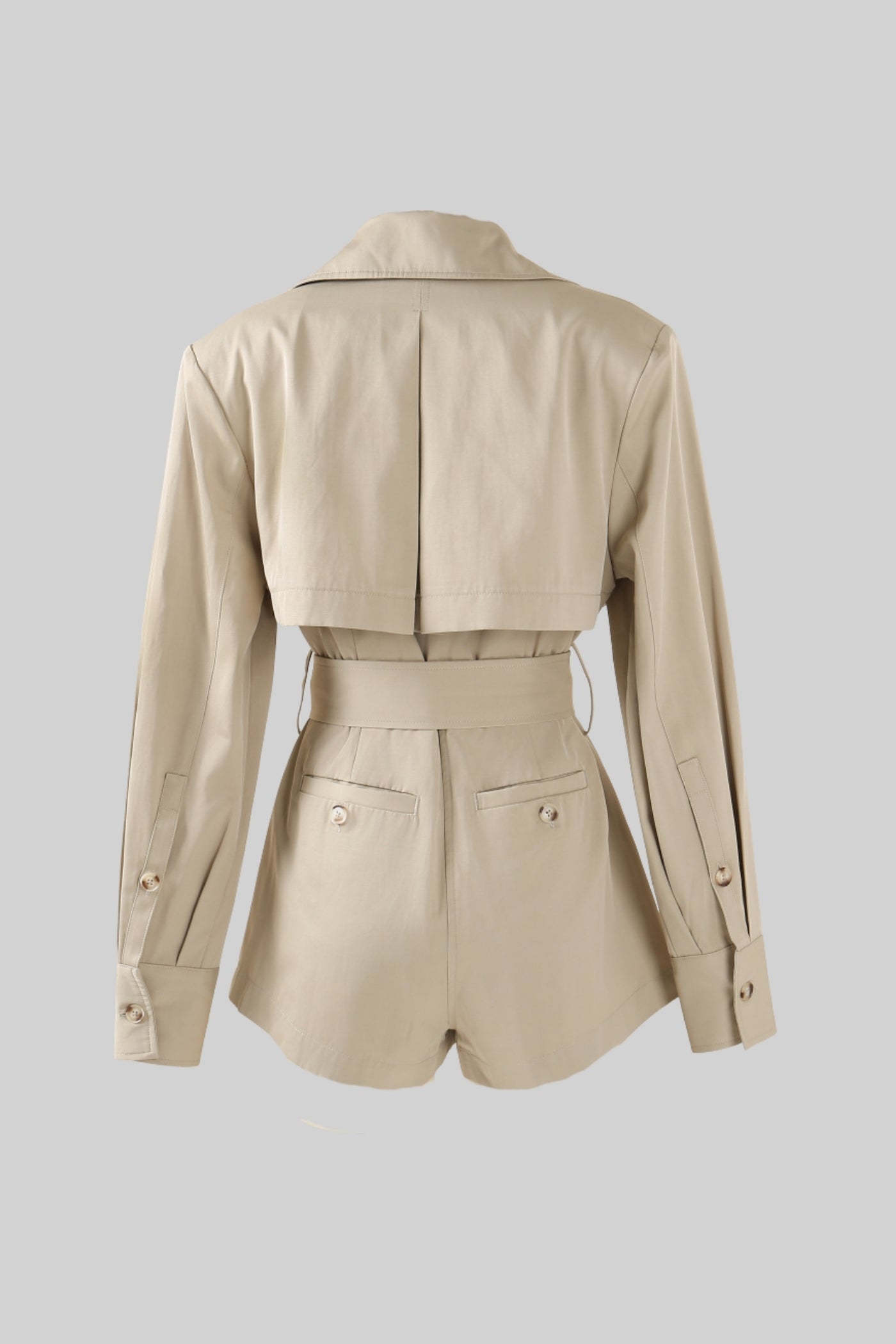 Casaco Trench Curto com Cinto - Bege