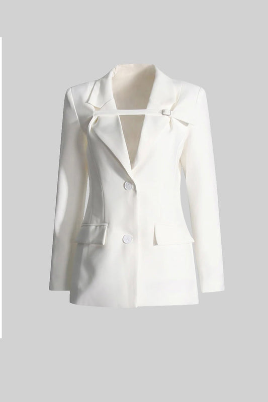 Blazer Ajustado Com Alça Cruzada no Peito - Branco