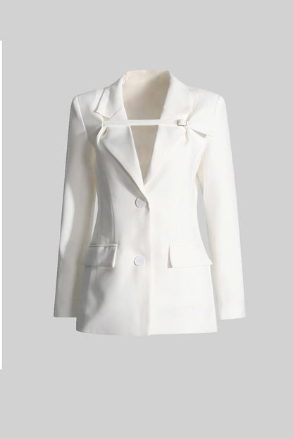 Blazer Ajustado Com Faixa Cruzada no Peito - Branco