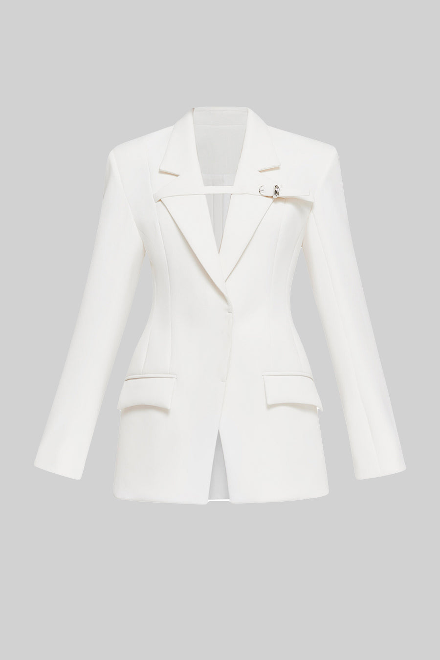Blazer Ajustado Com Faixa Cruzada no Peito - Branco