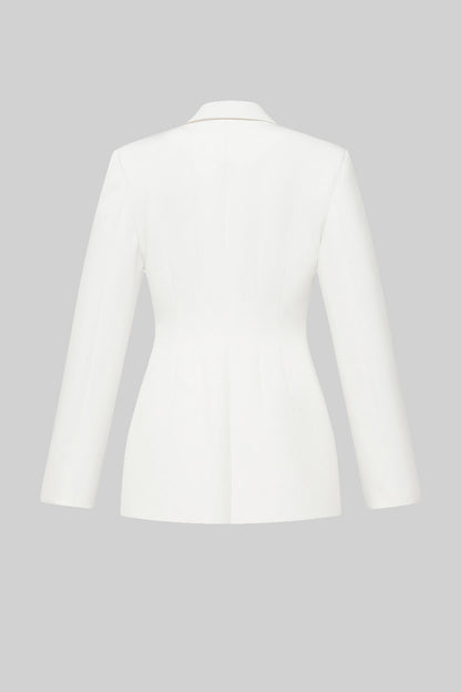 Blazer Ajustado Com Faixa Cruzada no Peito - Branco