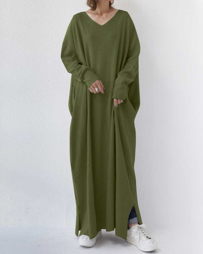 Laluna® | Vestido moderno de manga comprida e decote em V