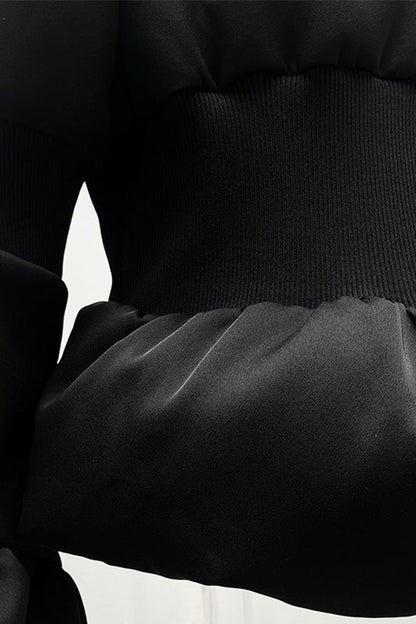 Casaco Puffer Cortado Com Cintura Ajustada - Preto