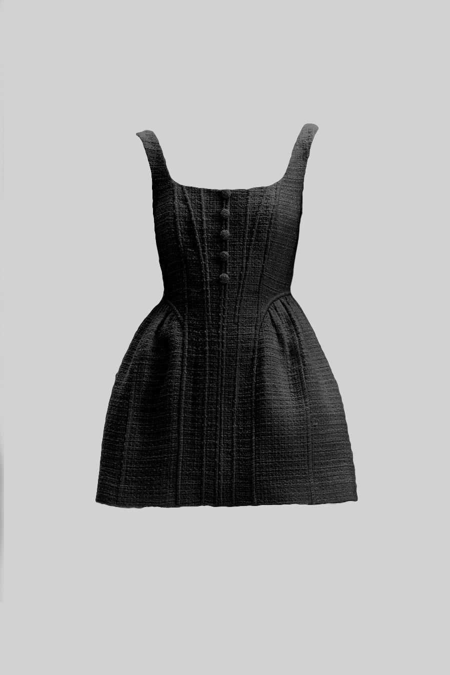 Vestido Mini Texturizado Sem Mangas Com Corpete - Preto