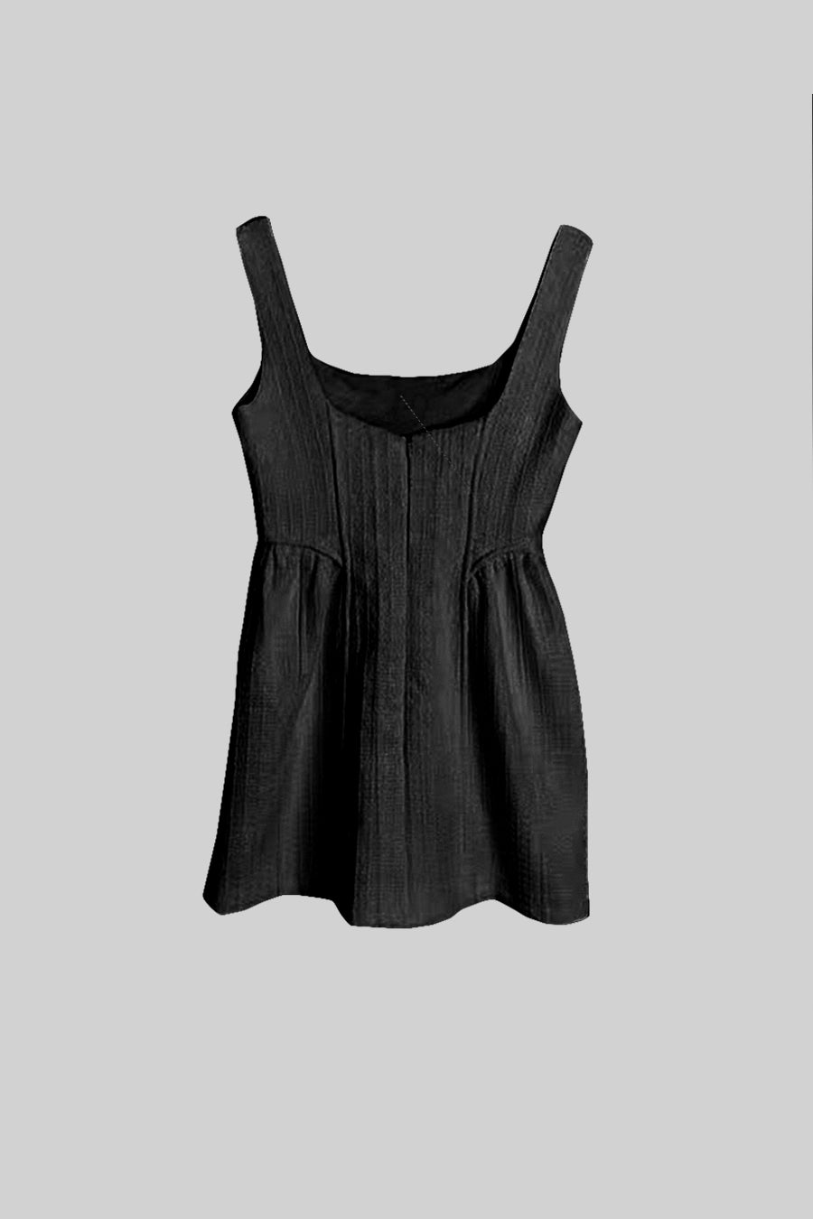 Vestido Mini Texturizado Sem Mangas Com Corpete - Preto