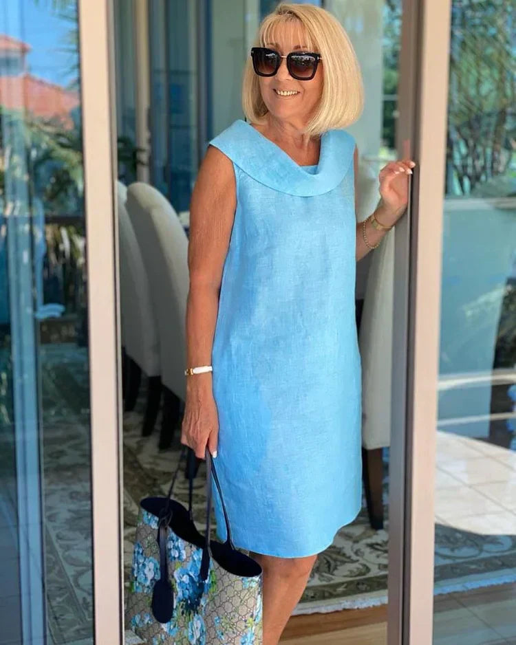 Perla – Vestido tubinho sem mangas com gola redonda
