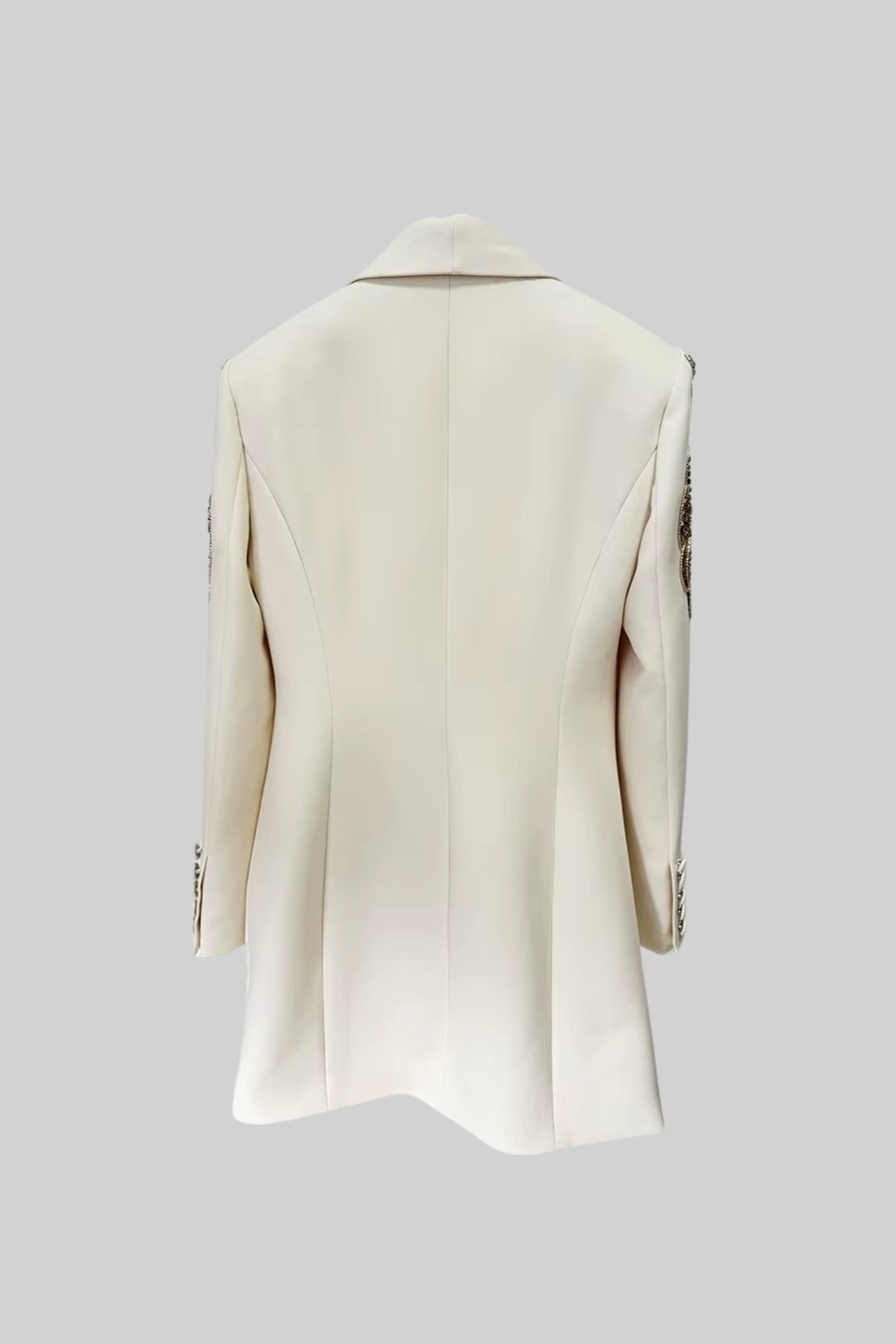 Blazer Drapado Com Bordado Intricado nos Ombros - Ivoire