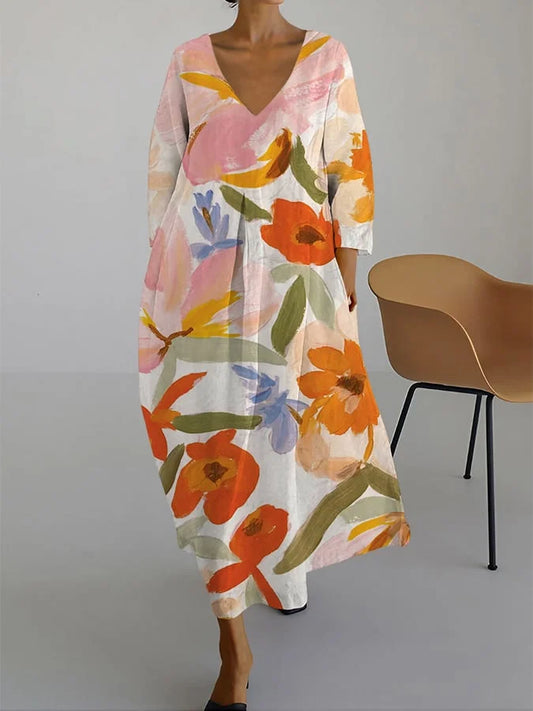 ISLA - VESTIDO COM ESTAMPA FLORAL E DECOTE EM V