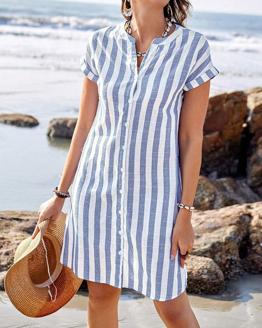 Martine™ | Vestido camisa riscado elegante