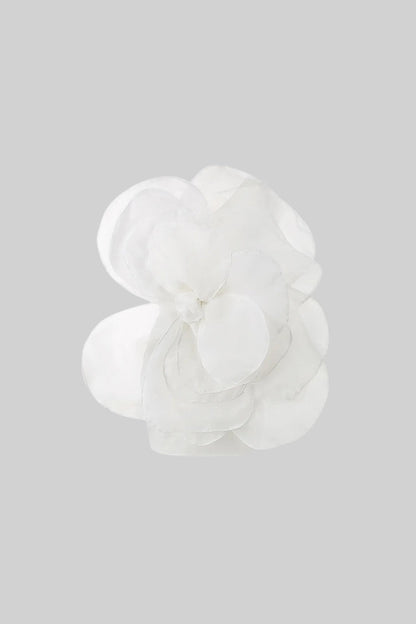 Vestido Mini Floral de Organza Volumosa 3D - Branco