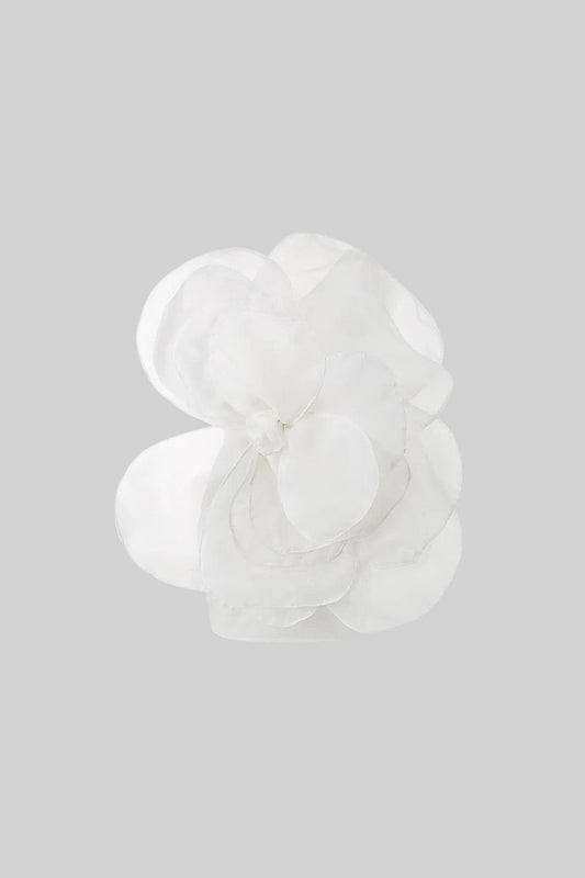 Vestido Mini Floral de Organza Volumosa 3D - Branco