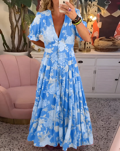 Carine | Vestido com bolso e decote em V com estampa floral