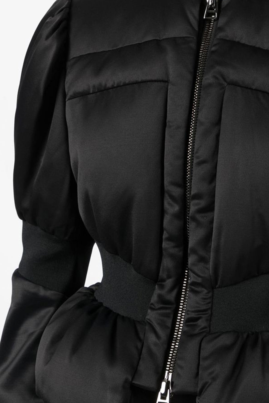 Casaco Puffer Cortado Com Cintura Ajustada - Preto
