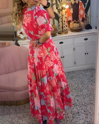 Carine | Vestido com bolso e decote em V com estampa floral