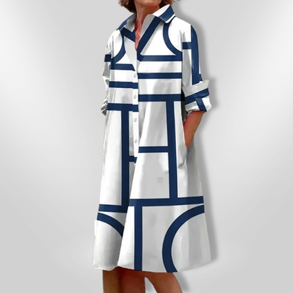 Helen™| Vestido midi com estampa geométrica