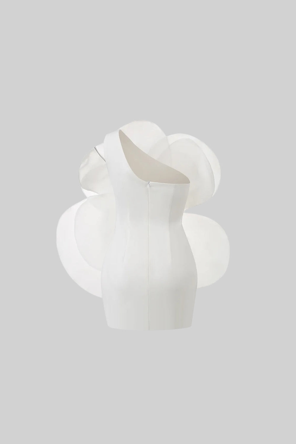 Vestido Mini Floral de Organza Volumosa 3D - Branco