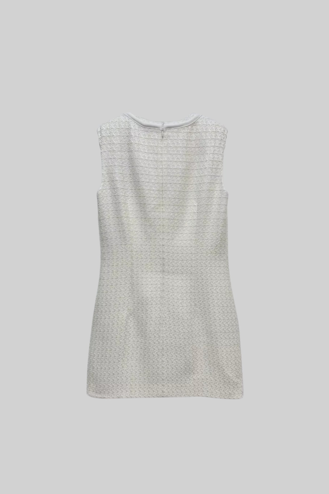 Vestido Texturizado Sem Mangas Com Laços Decorados em Metal - Branco