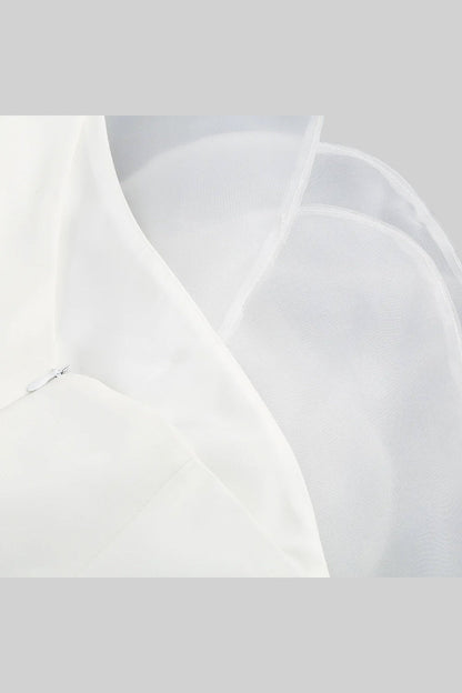 Vestido Mini Floral de Organza Volumosa 3D - Branco