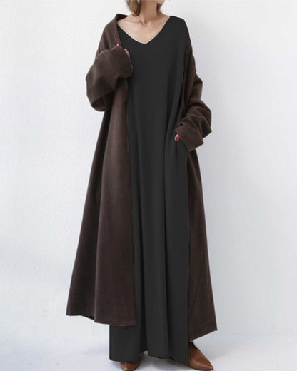 Laluna® | Vestido moderno de manga comprida e decote em V