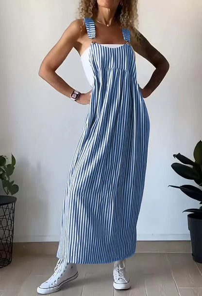 Camille | Vestido Macacão Listrado Casual