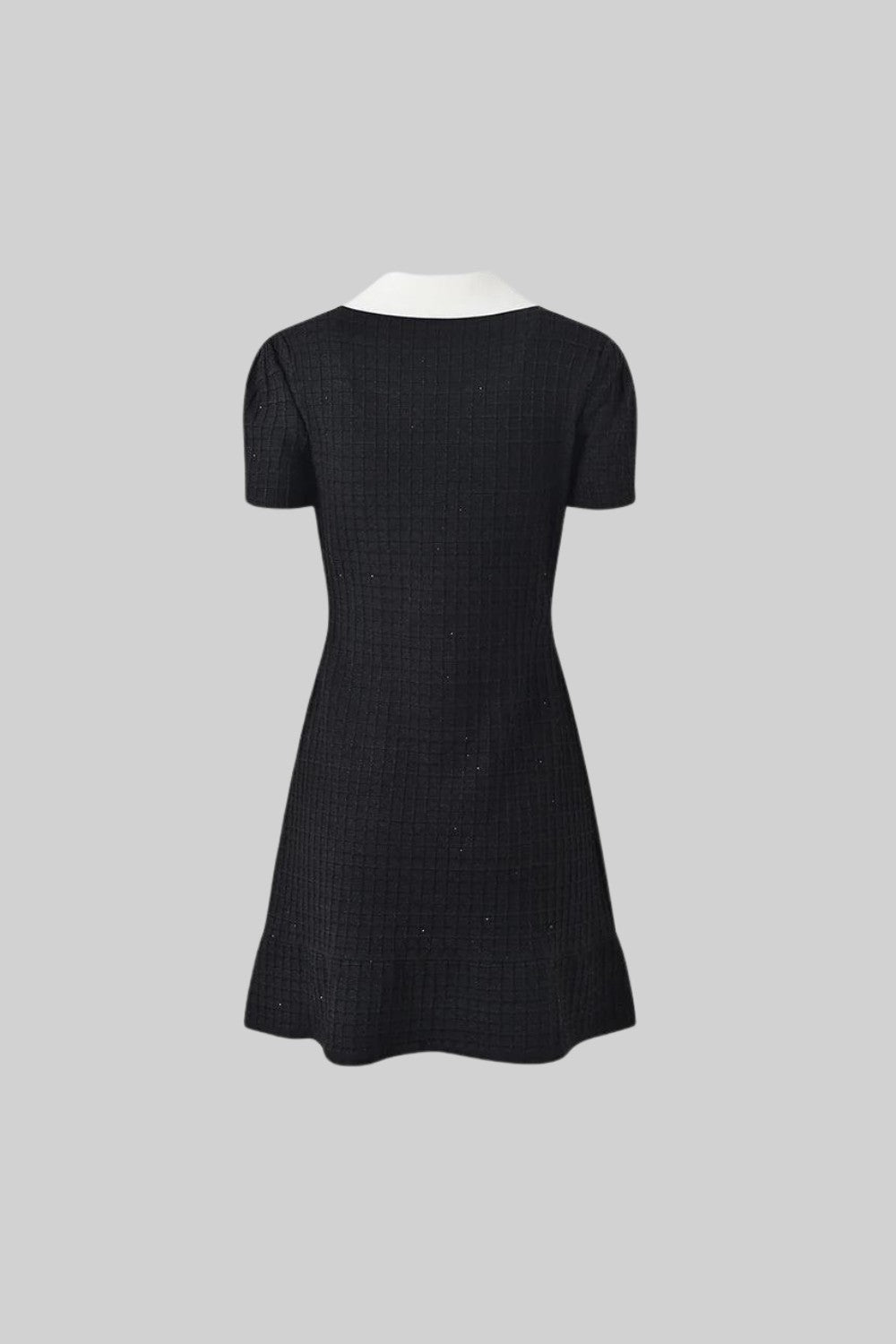 Vestido Mini de Manga Curta com Aplicações - Preto
