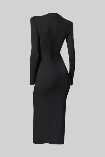 Vestido Midi Areia com Corpete - Preto