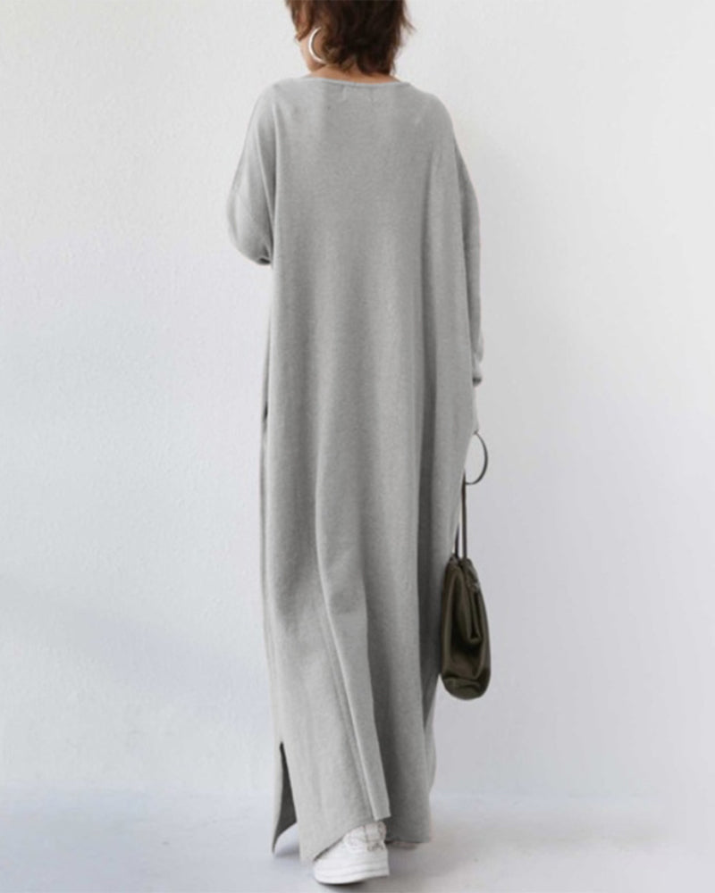 Laluna® | Vestido moderno de manga comprida e decote em V