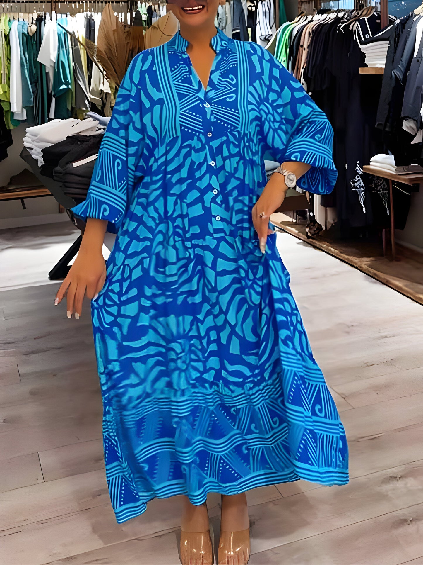Inge™ | Vestido estampado com decote em V
