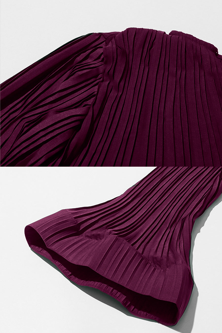 Conjunto Elegante Com Top Plissado E Saia Maxi - Burgundy