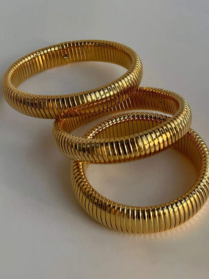 Bracelete canelada 14K