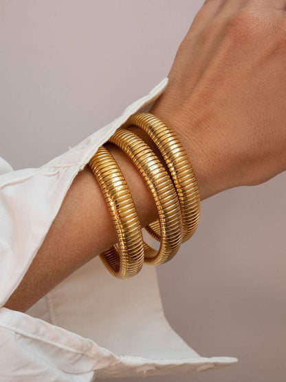 Bracelete canelada 14K