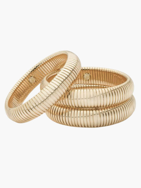 Bracelete canelada 14K