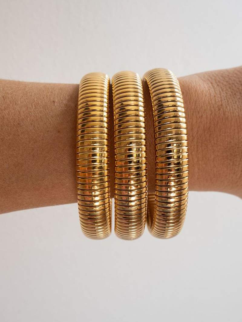 Bracelete canelada 14K