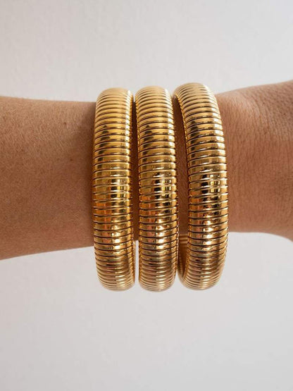 Bracelete canelada 14K
