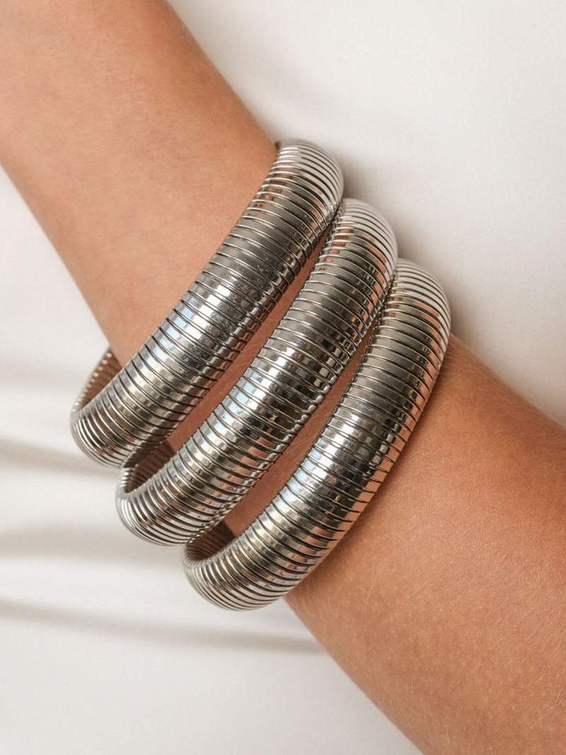 Bracelete canelada 14K