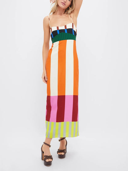 Paloma – Vestido longo listrado colorido
