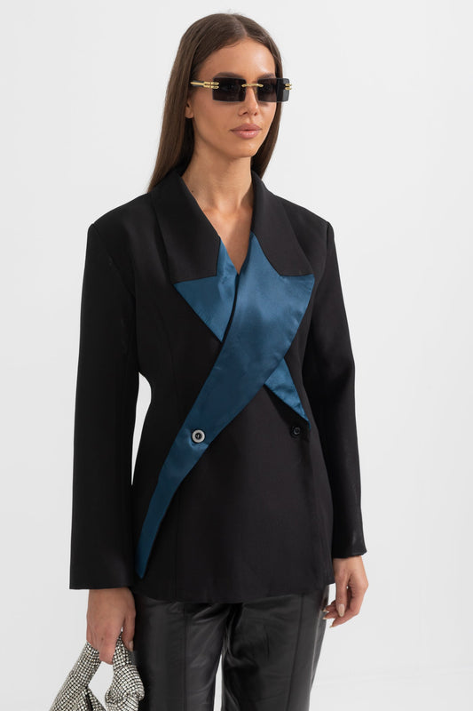 Blazer Estelar de Dupla Abotoadura - Preto