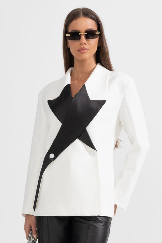 Blazer Estelar de Dupla Abotoadura - Branco