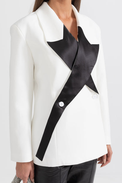 Blazer Estelar de Dupla Abotoadura - Branco