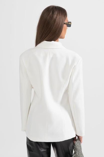Blazer Estelar de Dupla Abotoadura - Branco