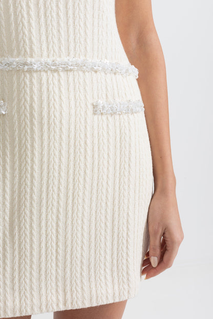 Vestido Mini Texturizado Elegante Sem Mangas - Ivoire
